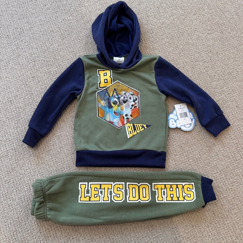 Bluey Kids Blue and Green Hoodie Pant Set